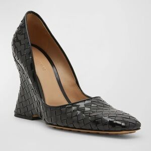 Bottega Veneta Black Heels with Textured Wedge